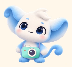 Sora wearing a little camera, an accessory from the YUPIMO collection